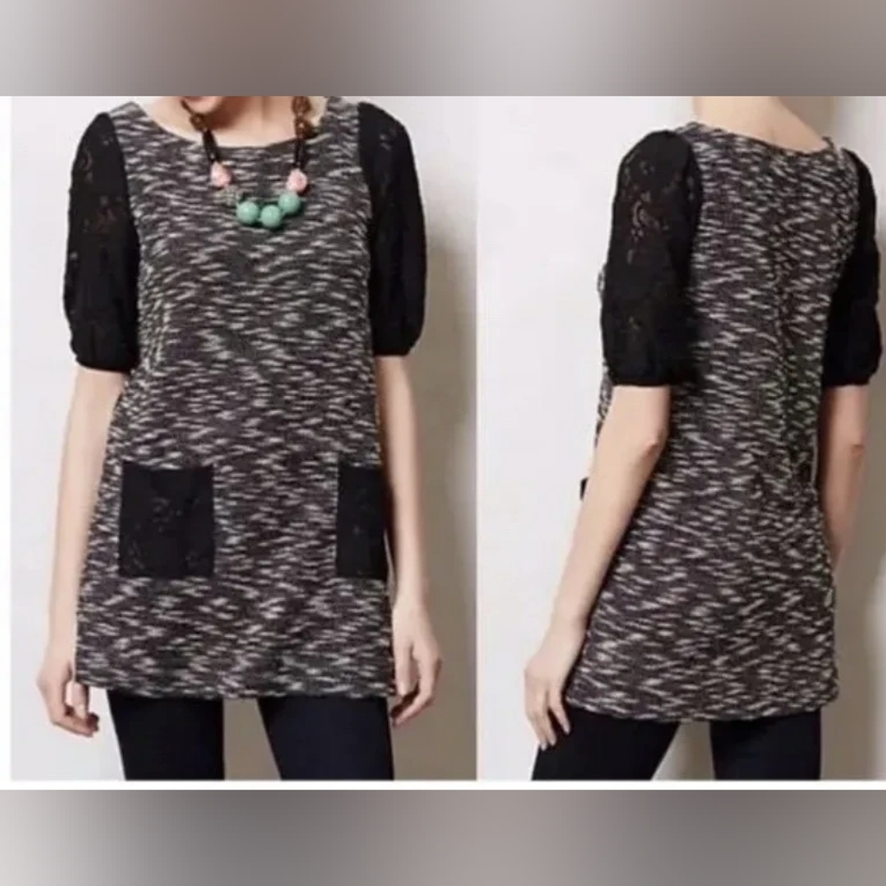 Anthropologie Postmark 9-H15 STCL Marled Laced Sleeve Tunic Size S